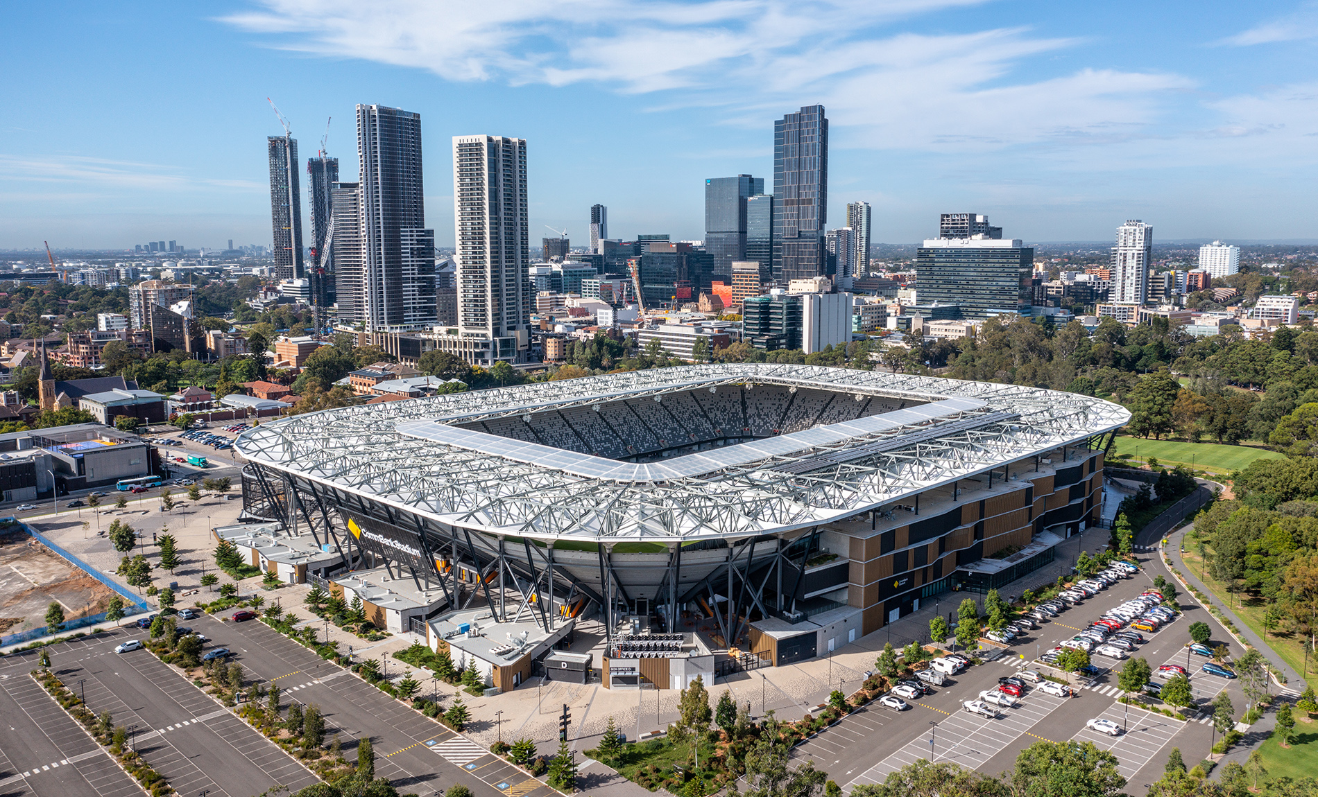Western Sydney Stadium, Parramatta uses approximately 17,500 structural welded beams made from XLERPLATE® steel